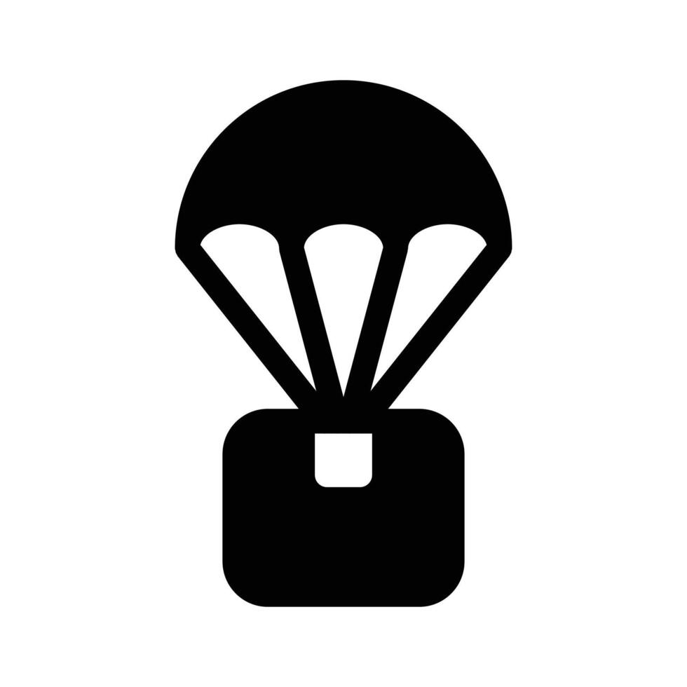 A parachute attached to a package representing shipping, delivery, or airdrop icon vector
