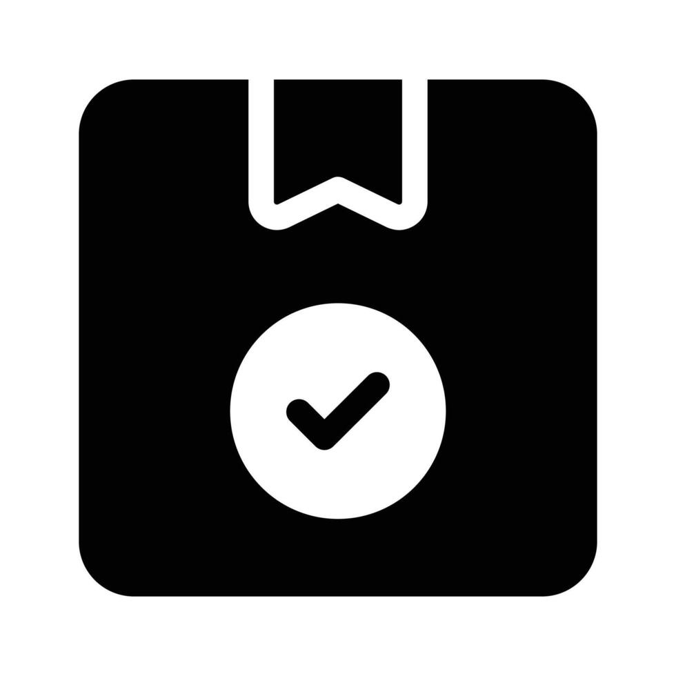 A package icon with a check mark representing confirmed or guaranteed delivery vector