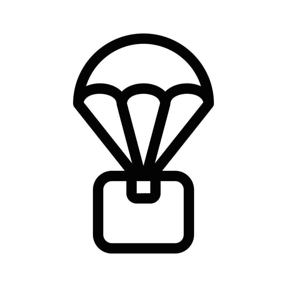 A parachute attached to a package representing shipping, delivery, or airdrop icon vector