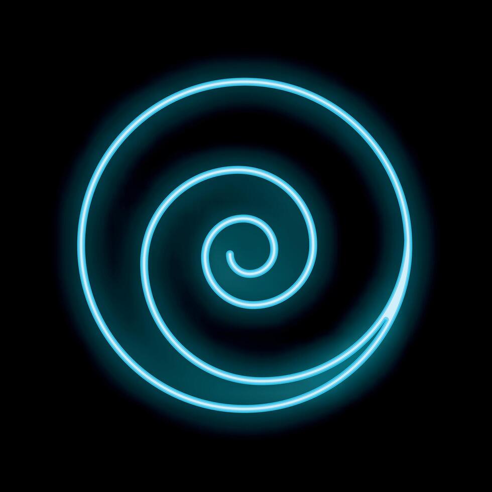 Blue neon spiral glowing on black background vector