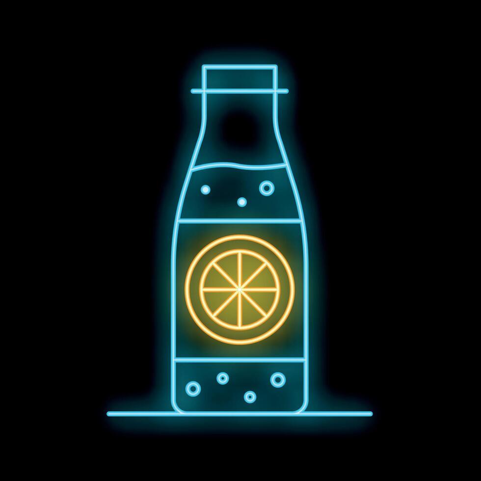 Neon sign featuring a soda bottle with a slice of citrus fruit vector