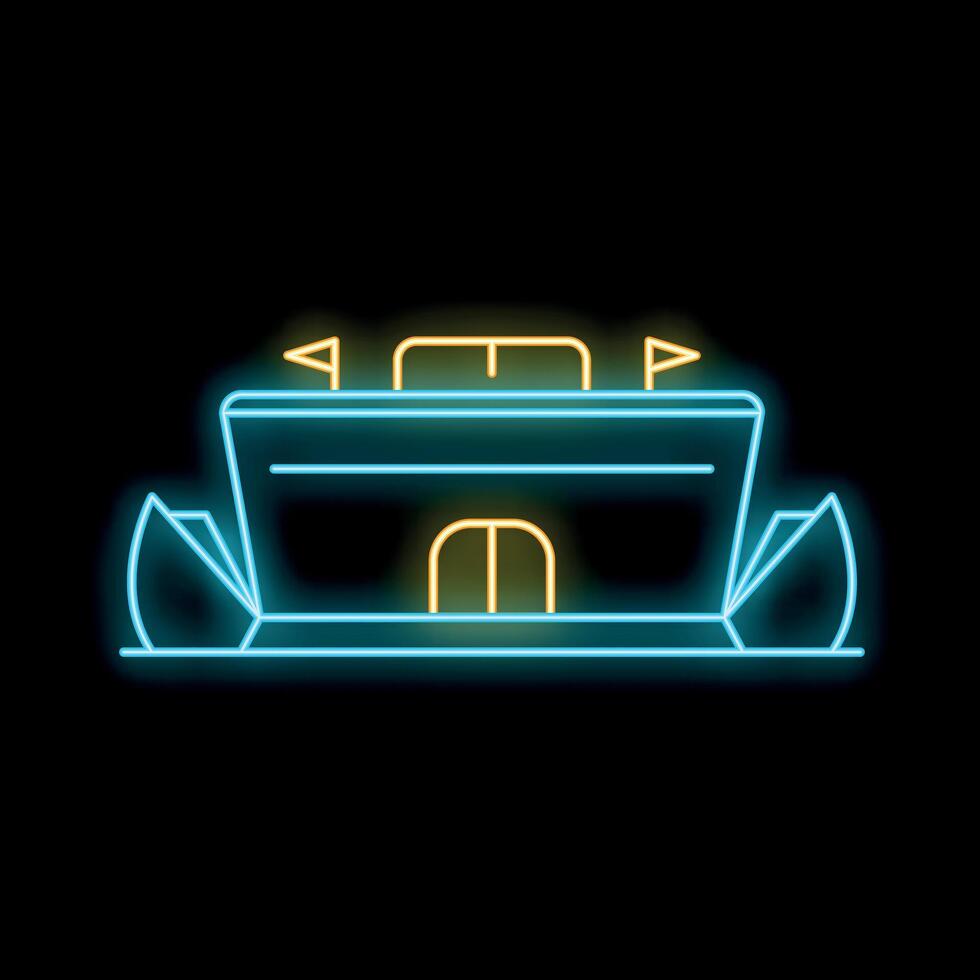 Neon stadium building showing sporting event concept vector