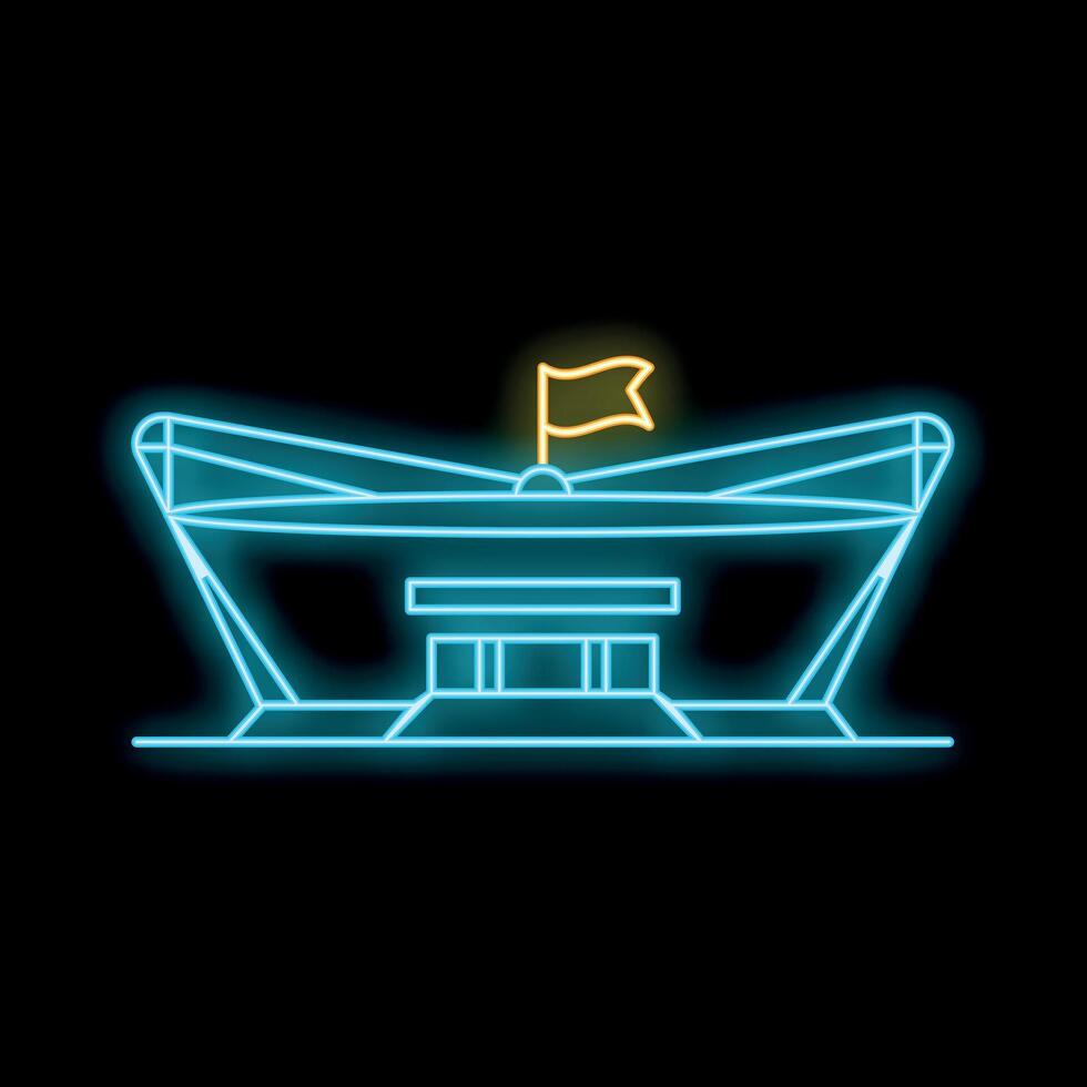 Neon style icon representing a stadium for sports and entertainment events vector