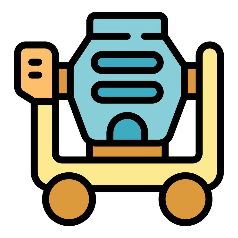 Portable concrete mixer on wheels for construction projects vector