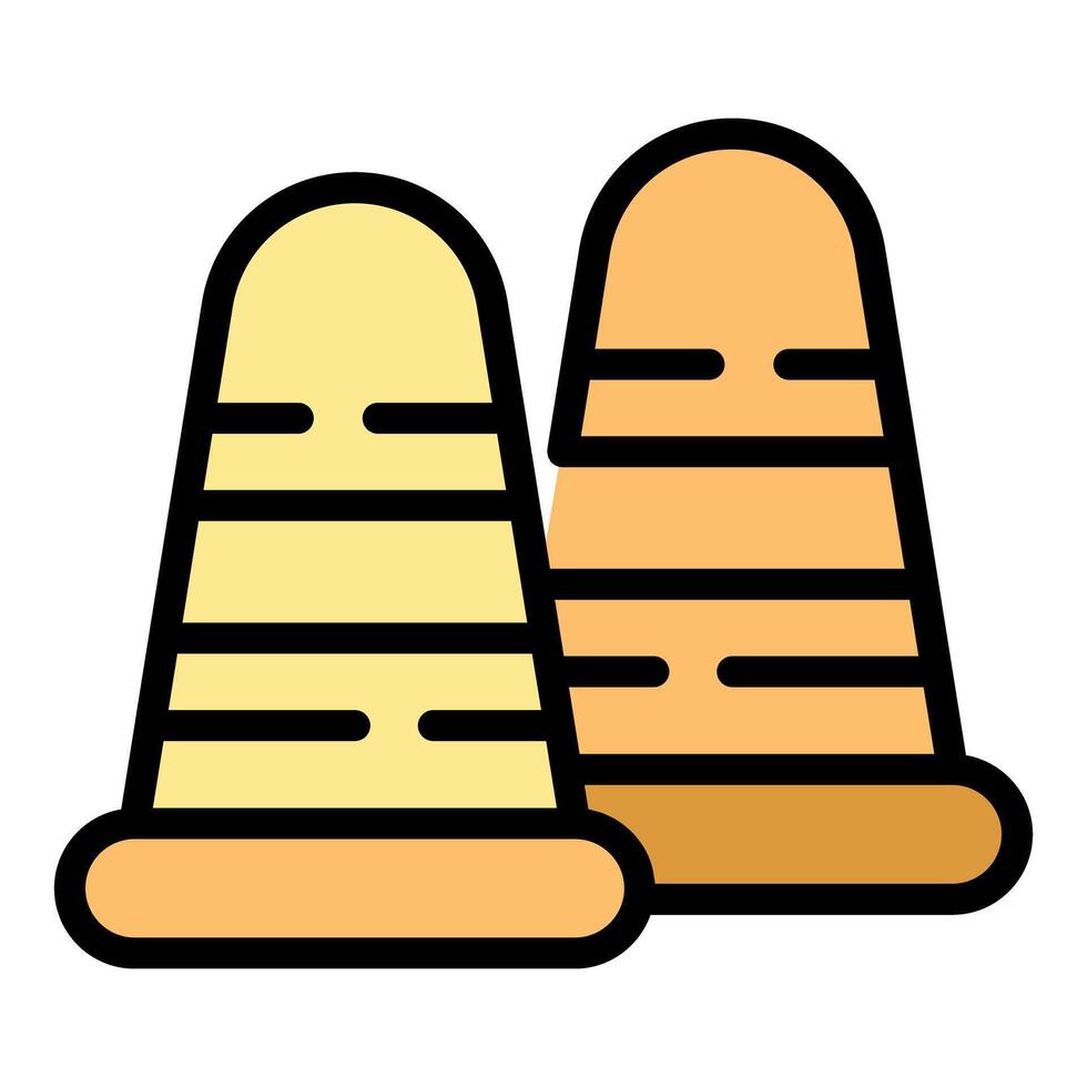 Two traffic cones resting on a white background vector
