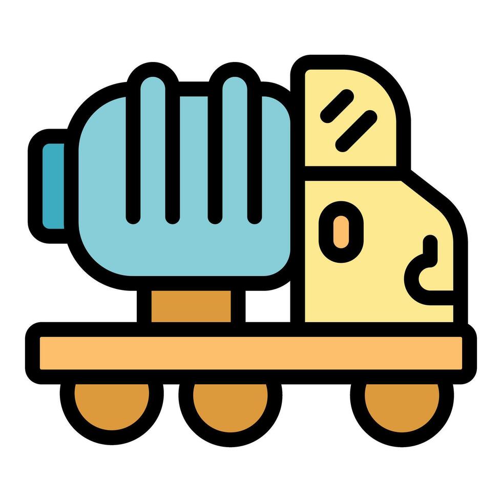 Concrete mixer truck delivering building materials for construction project icon vector