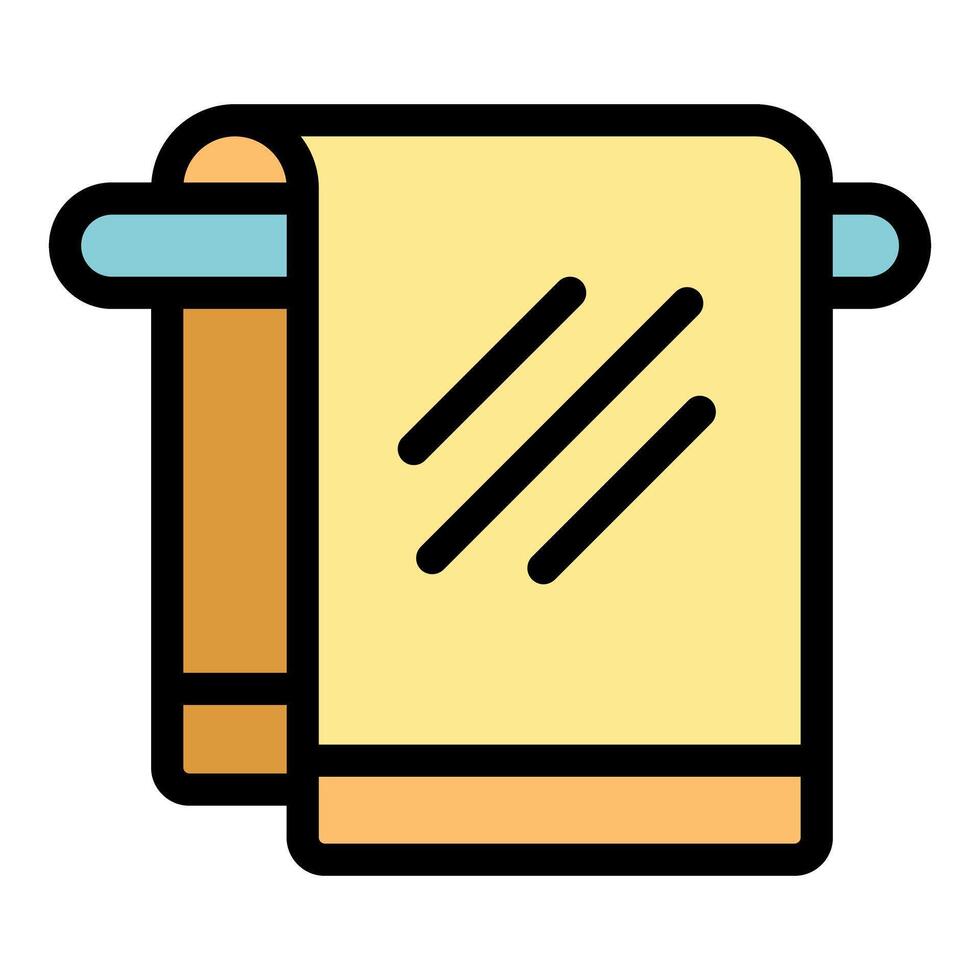 Yellow towel hanging on towel dryer filled outline icon vector