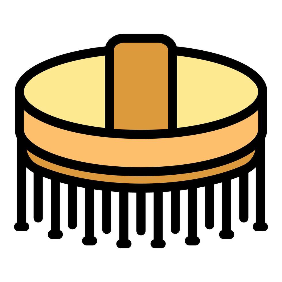 Round hairbrush with wooden handle for hairdressing creating stylish hairstyles vector