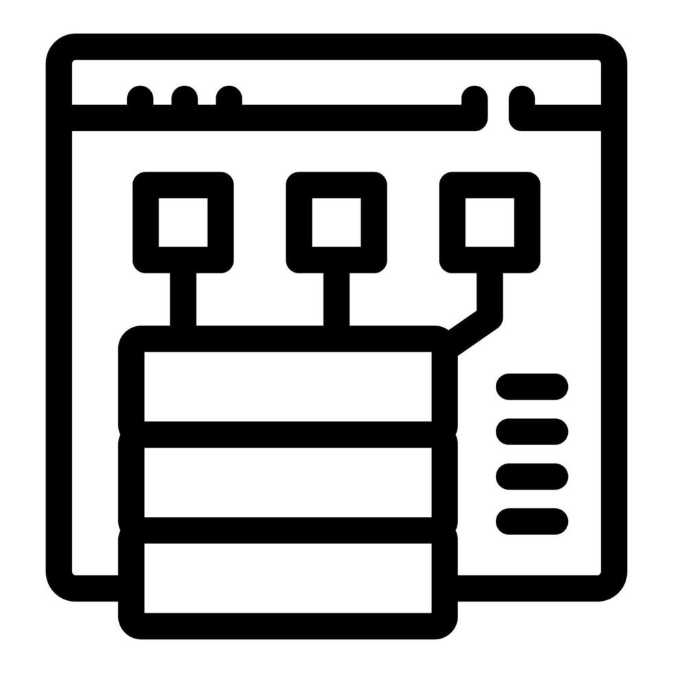 datos servidor conectando a sitio web interfaz con contenido administración sistema vector