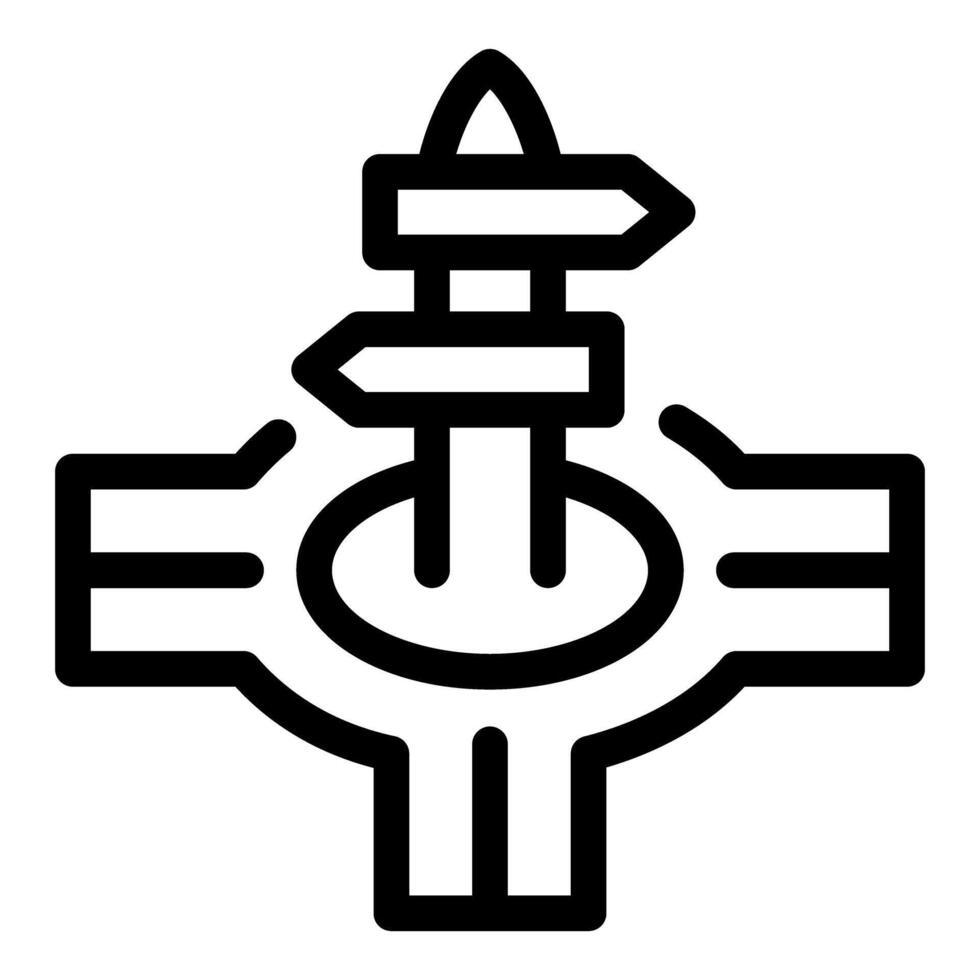 Road intersection with directional arrows showing different paths vector