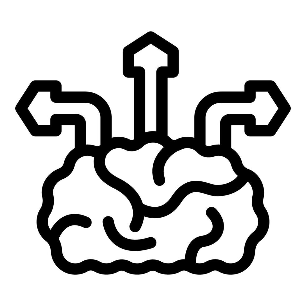 Brain making decisions choosing right way with arrows vector
