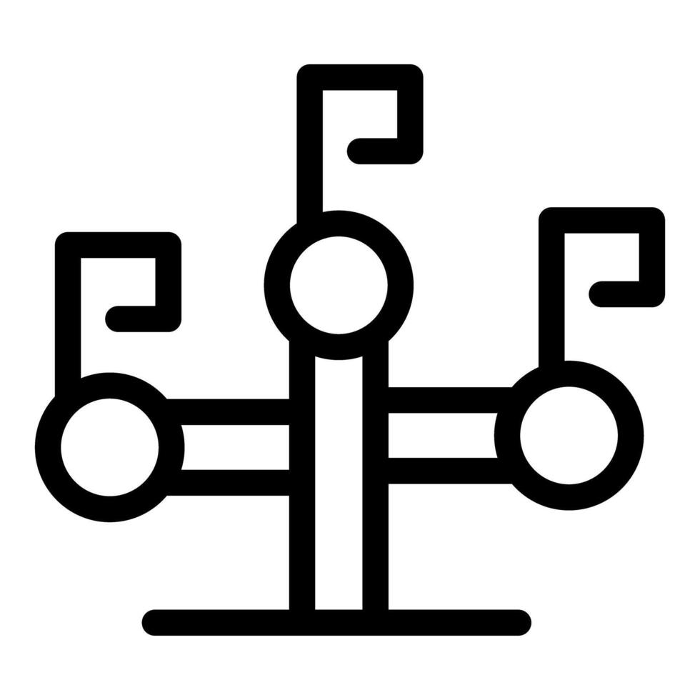 Playground seesaw with three seats icon vector outline