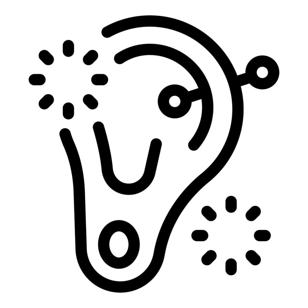Ear piercing showing infection and swelling icon vector outline
