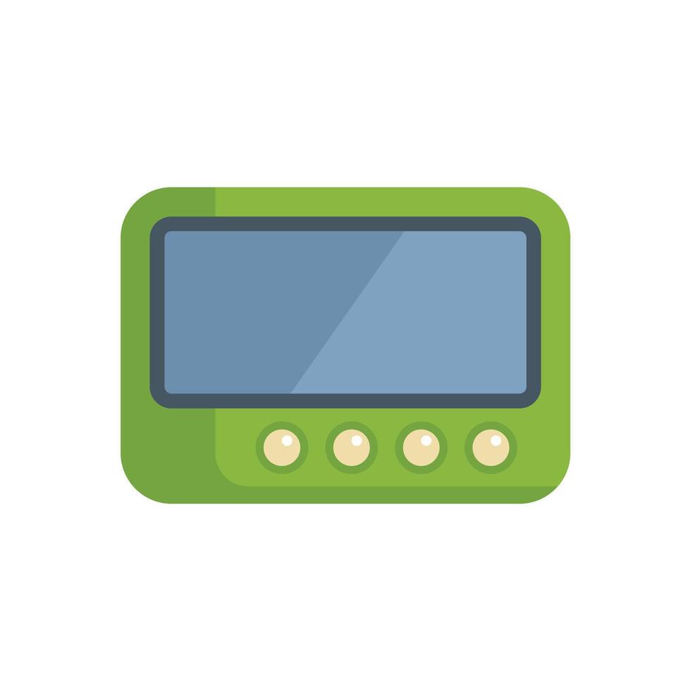 Green digital audio player showing blank screen with buttons vector
