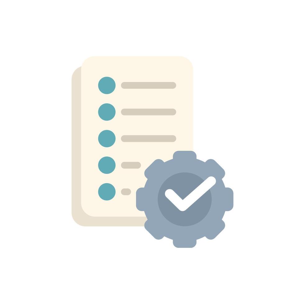 Project management with check mark on gear and task list vector