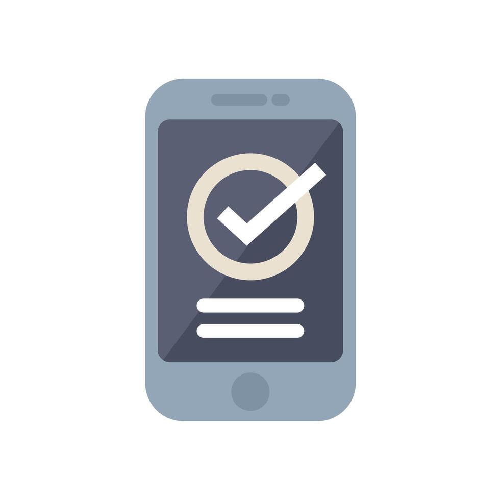 Smartphone showing checkmark for successful mobile payment vector