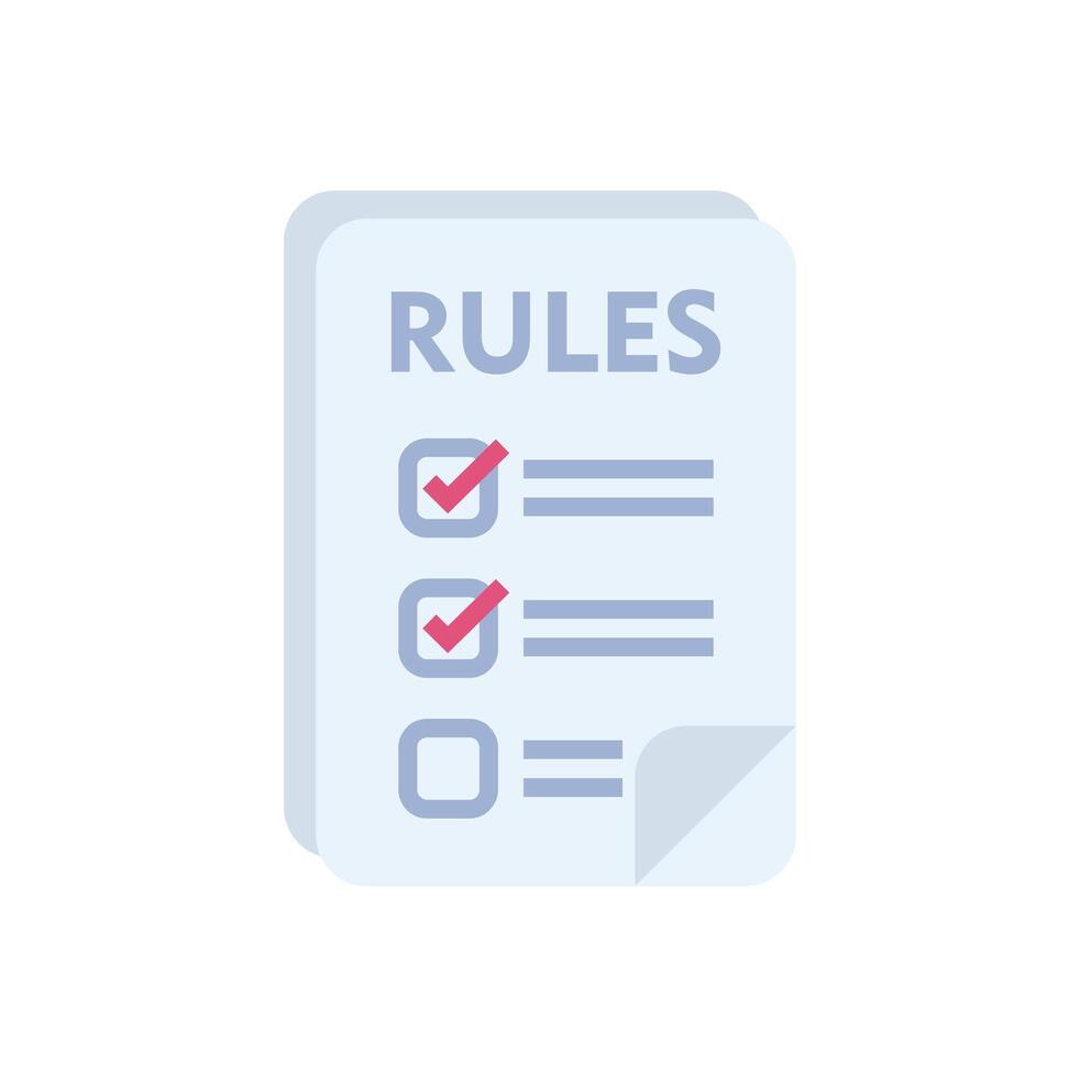 Rules checklist icon showing regulations and compliance vector