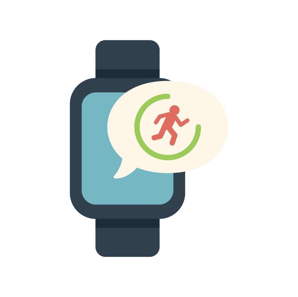 Smartwatch showing running workout progress icon in speech bubble vector