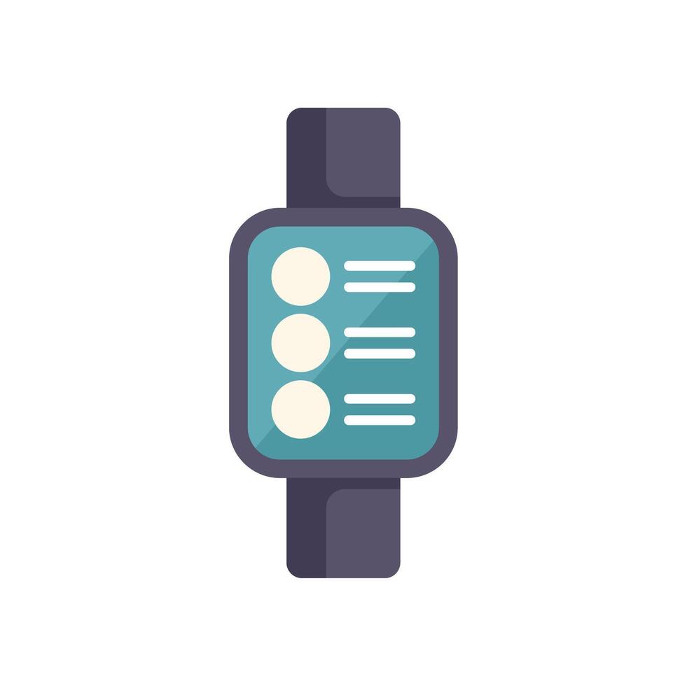 Smart watch showing menu interface with buttons and text lines vector