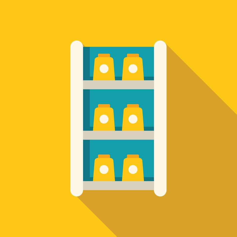 Supermarket shelf stocked with goods for retail sale in store vector