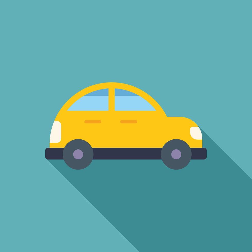 Yellow car driving with long shadow over turquoise background vector