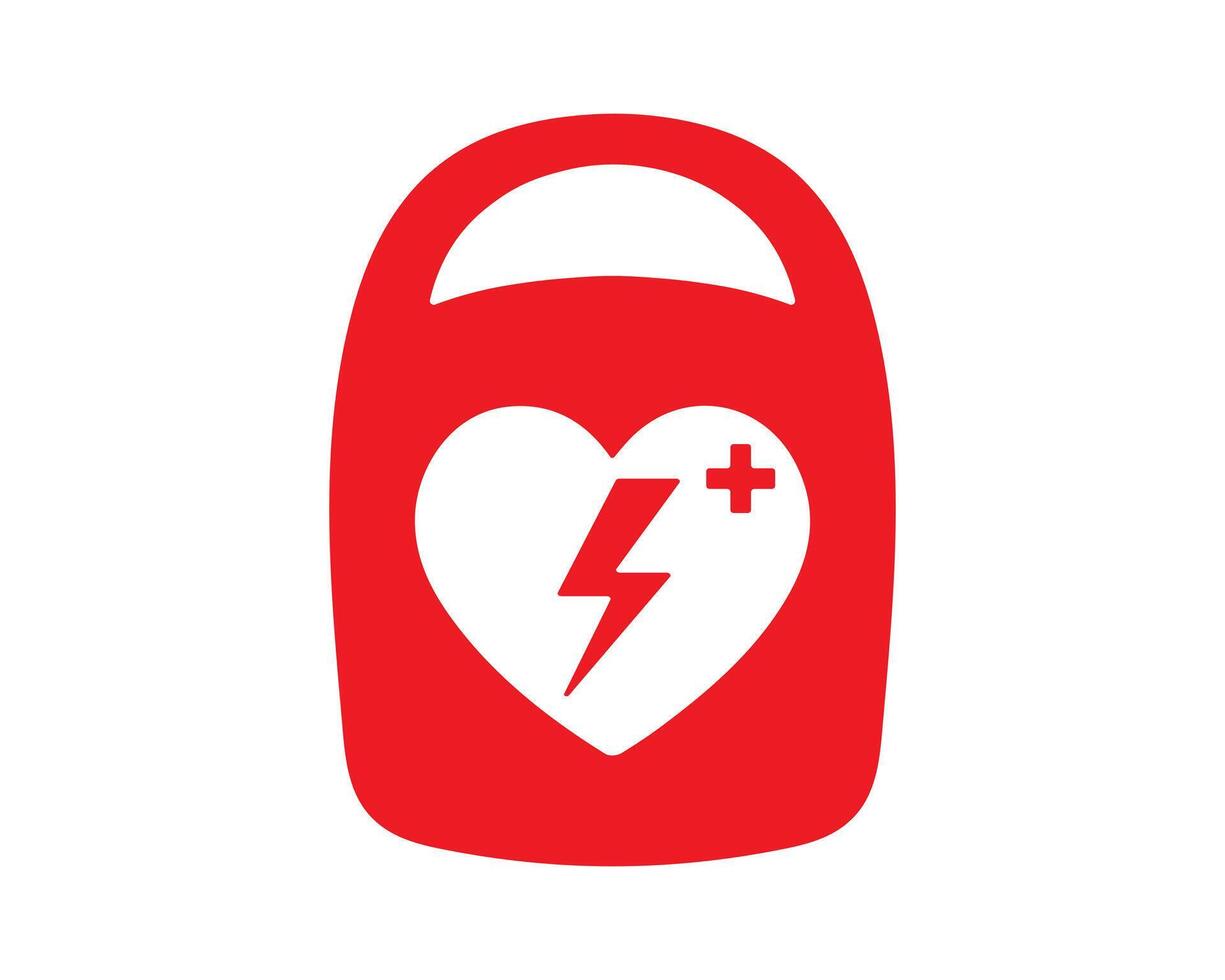 AED emergency defibrillator icon sign symbol. First aid Automated external defibrillator. Isolated on white background. vector