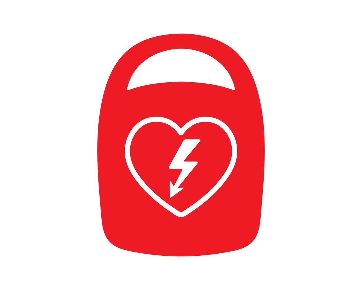 AED emergency defibrillator icon sign symbol. First aid Automated external defibrillator. simple flat style illustration. Isolated on white background. vector