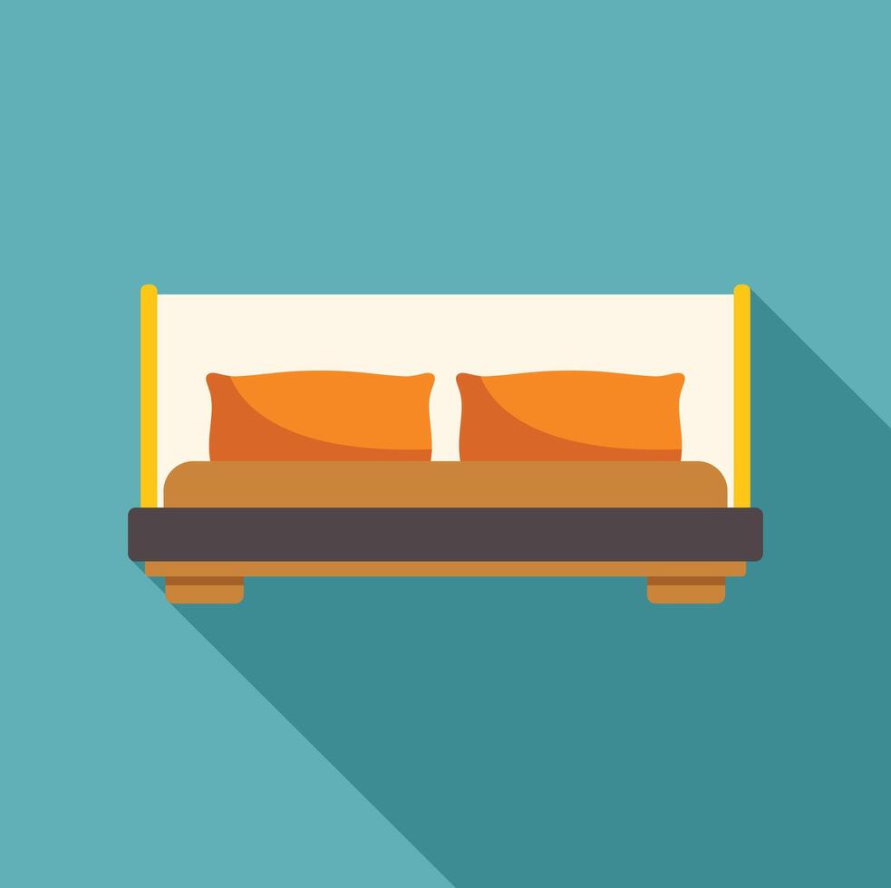 Double bed with pillows casting long shadow icon vector