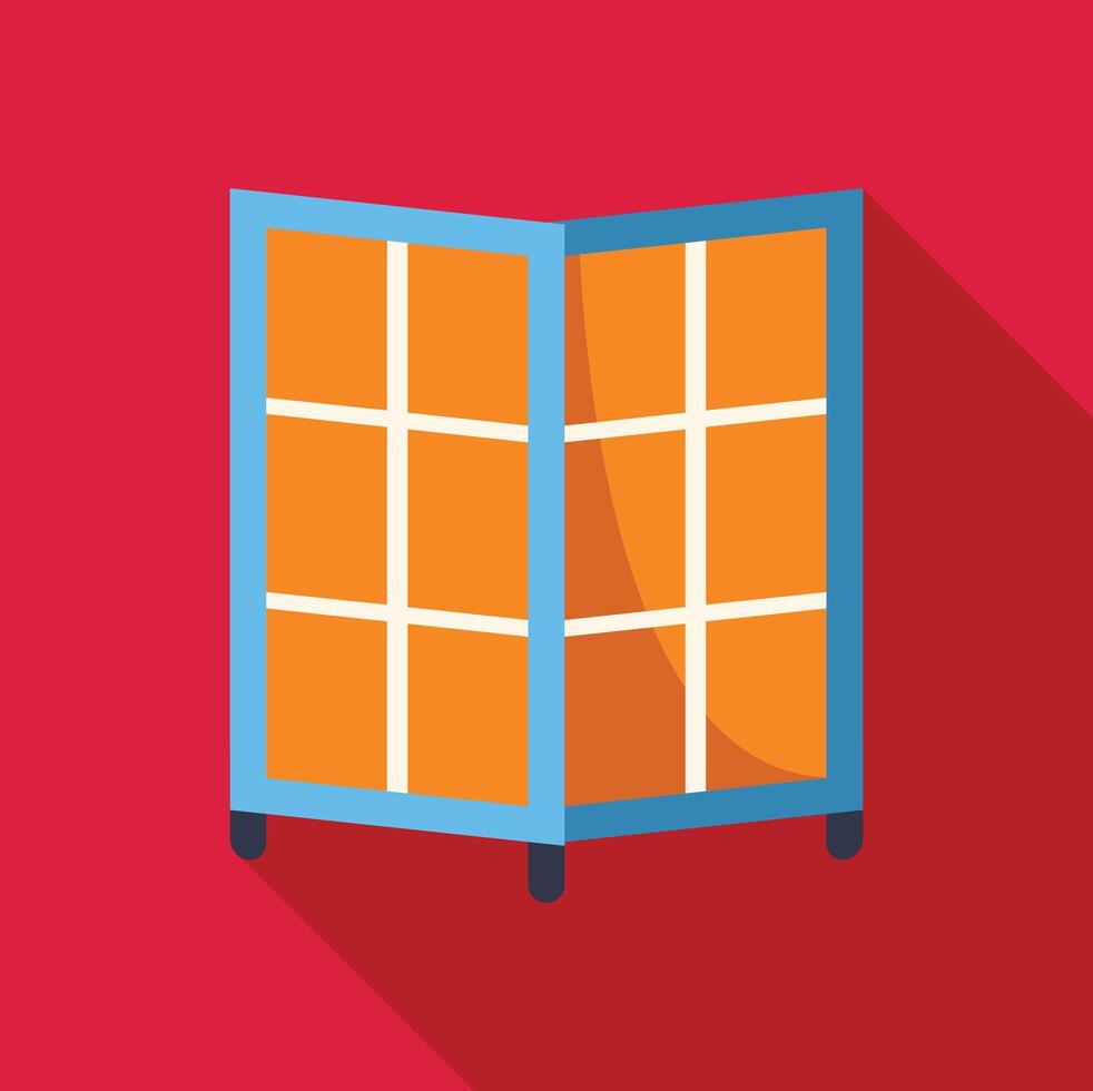 Folding screen room divider standing on red background vector