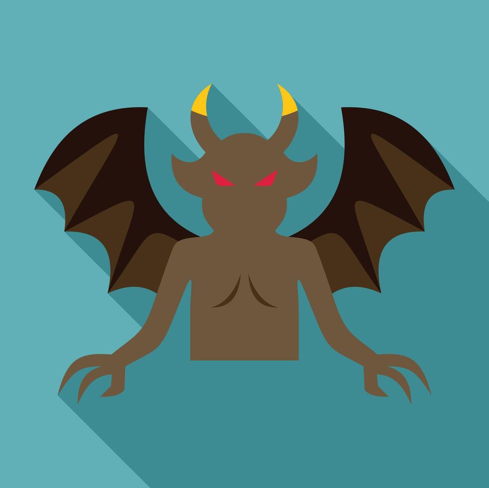 Scary devil character spreading wings in flat design vector