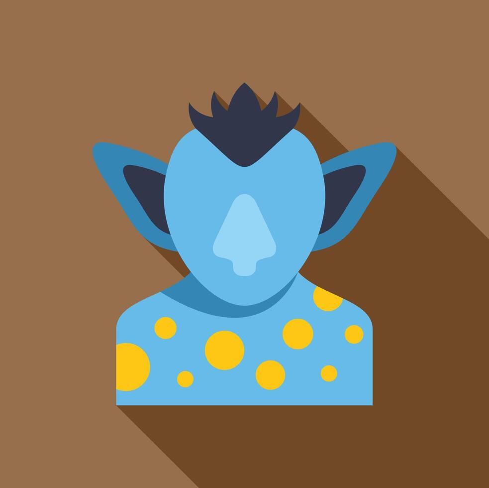 Blue troll with yellow spots is posing with long shadow vector