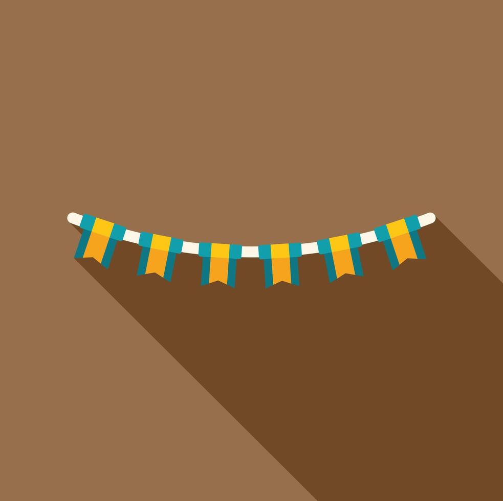 Colorful bunting flags hanging on rope are creating festive mood vector