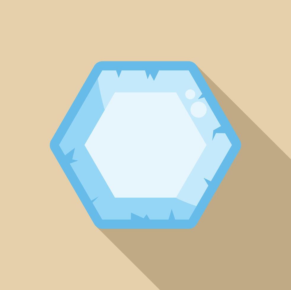 Blue hexagon ice floe floating with long shadow vector