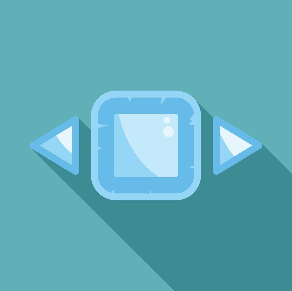 Simple square button with arrows showing left and right on turquoise background vector