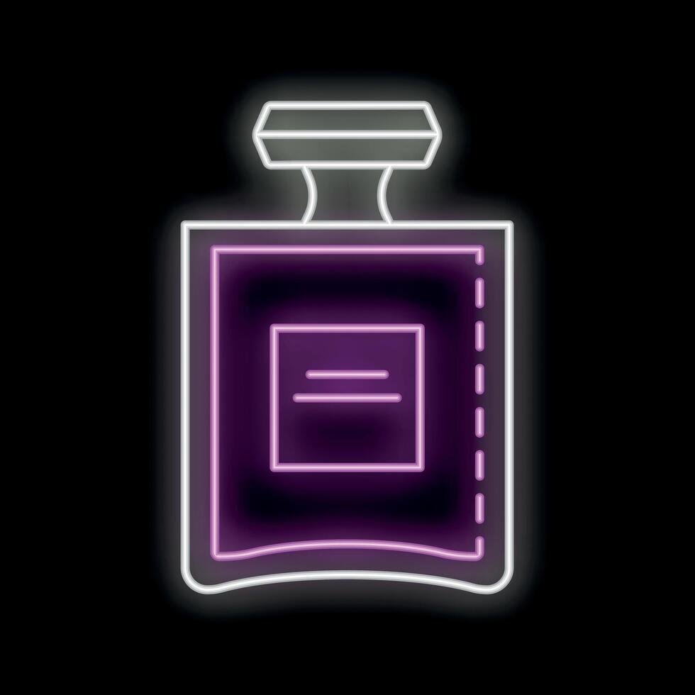 Glowing neon sign depicting perfume bottle on black background vector
