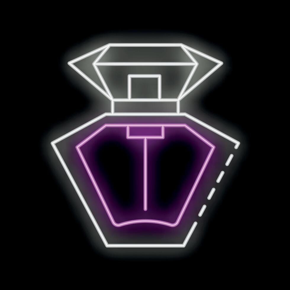 Neon sign of perfume bottle with diamond shaped cap vector