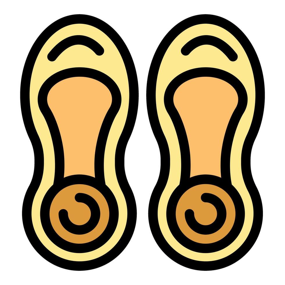 Pair of yellow women's flat shoes with round decoration icon outline vector