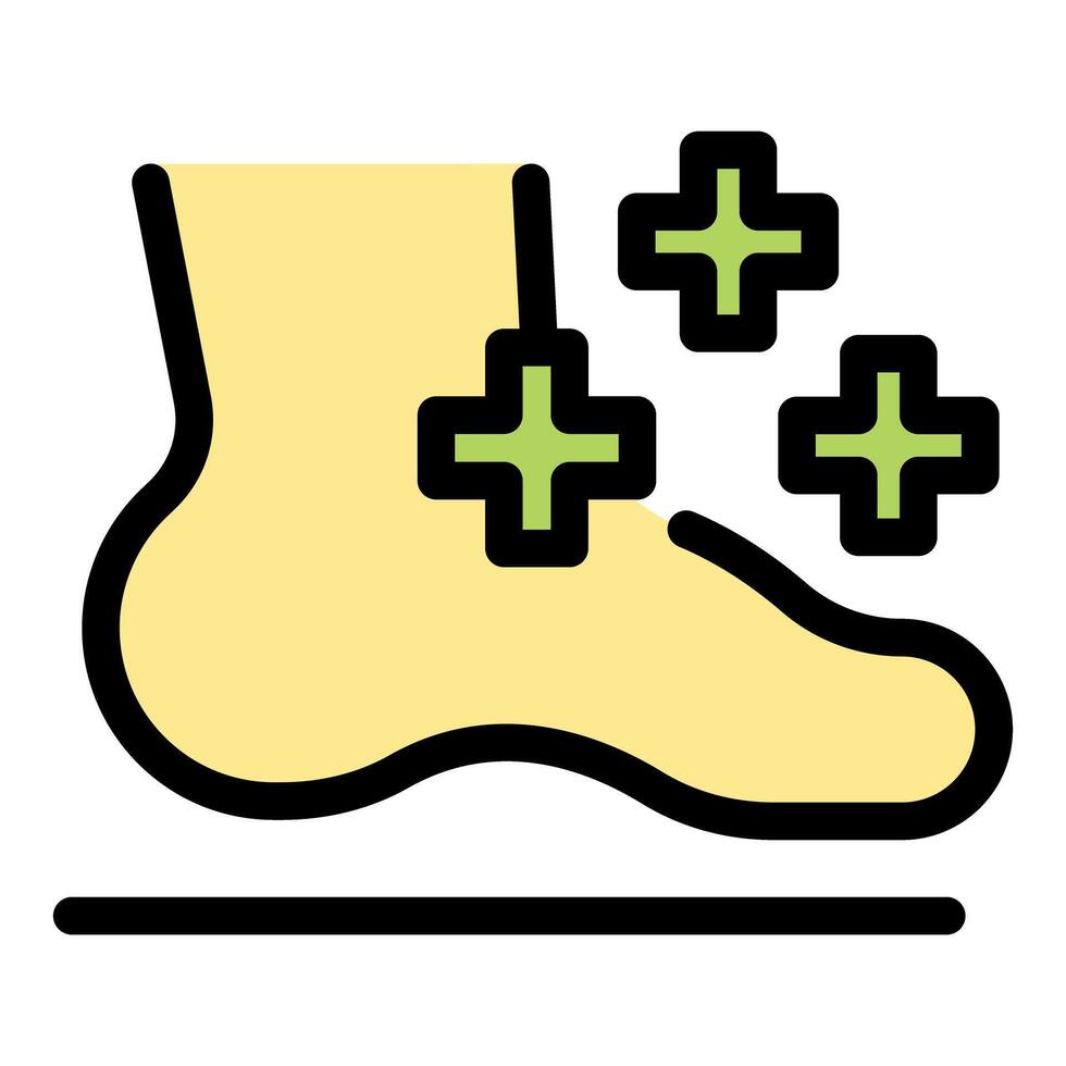 Foot massage promoting blood flow and relaxation with green crosses icon vector