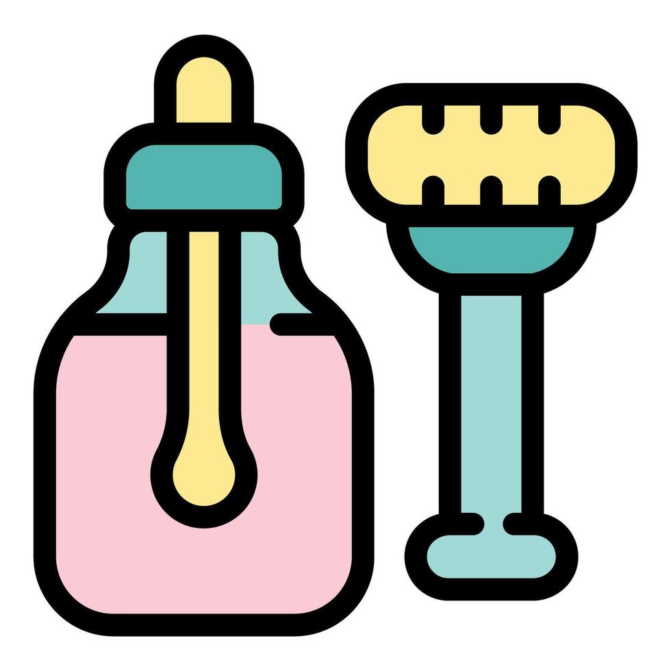 Baby bottle and pacifier filled with milk, formula or juice for a baby shower vector