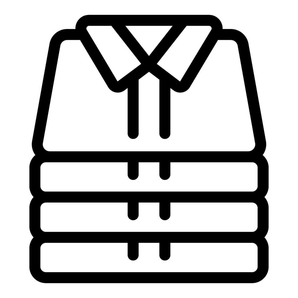 Stack of folded shirts line art icon depicting laundry day vector