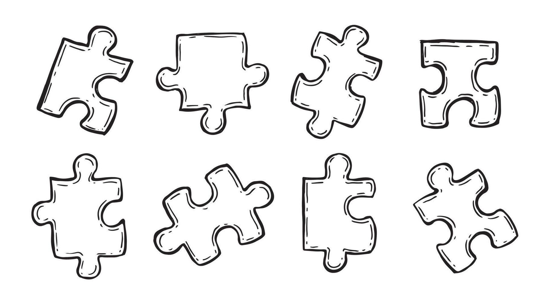 A set of puzzle pieces in different shapes vector