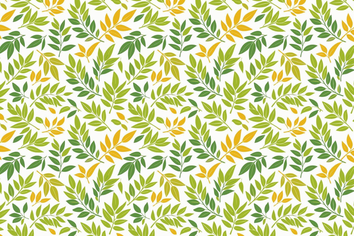 Pattern with green and yellow curry leaves on a white background vector