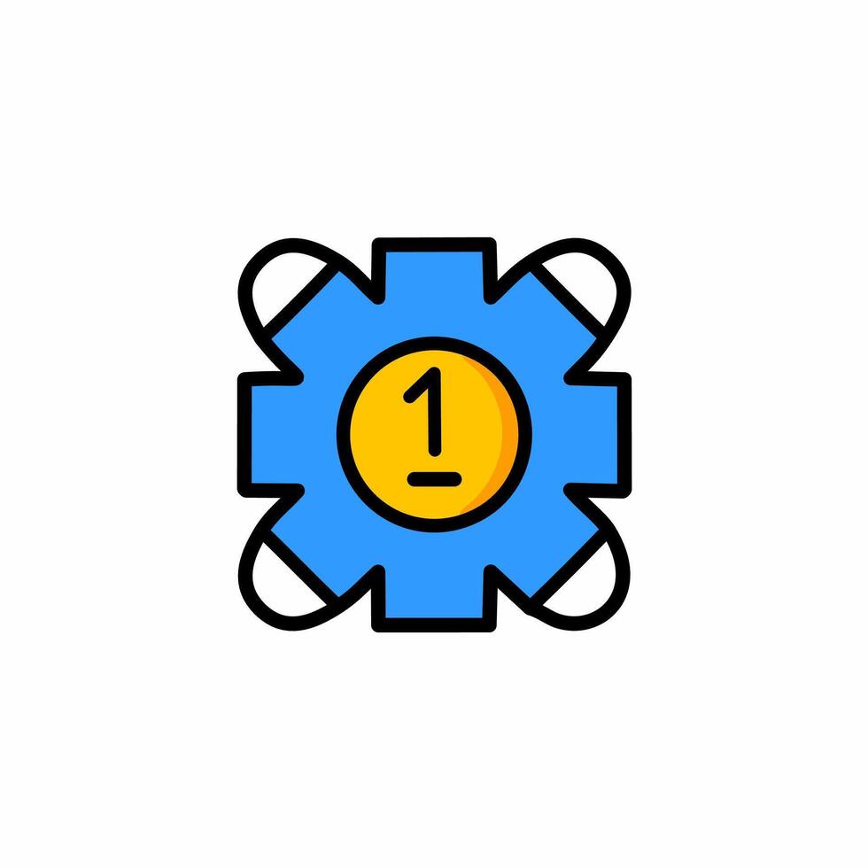 Icon of gear with number one. Flat design style. vector