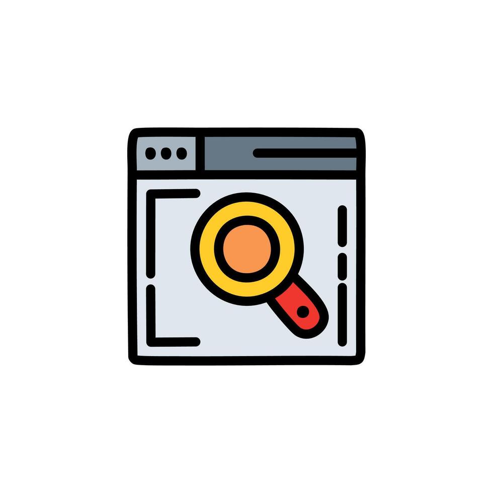Search engine optimization flat color icon. Testing web page symbol art. vector
