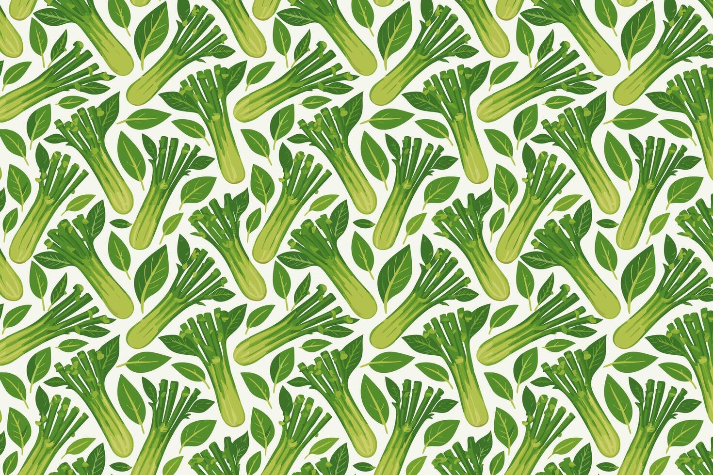Pattern with green celery. Hand drawn celery vegetables background. vector