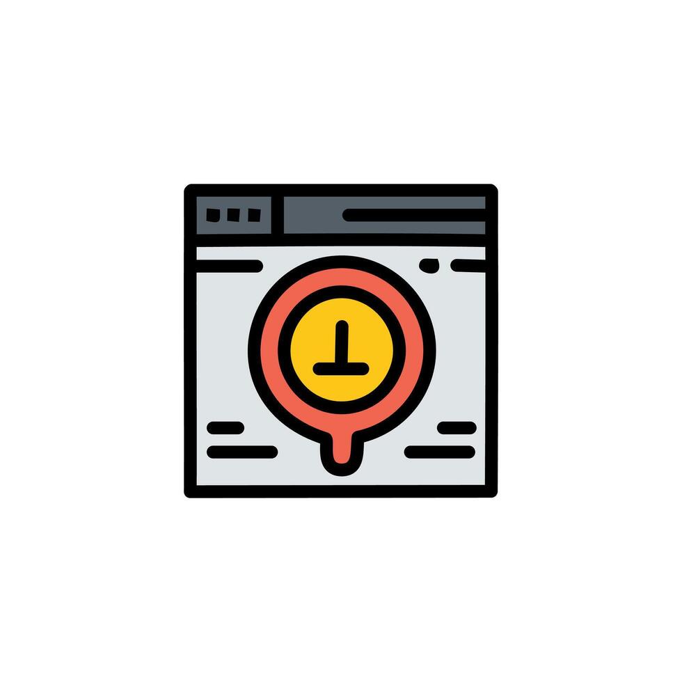Web page with clock icon. Modern flat style design illustration. vector