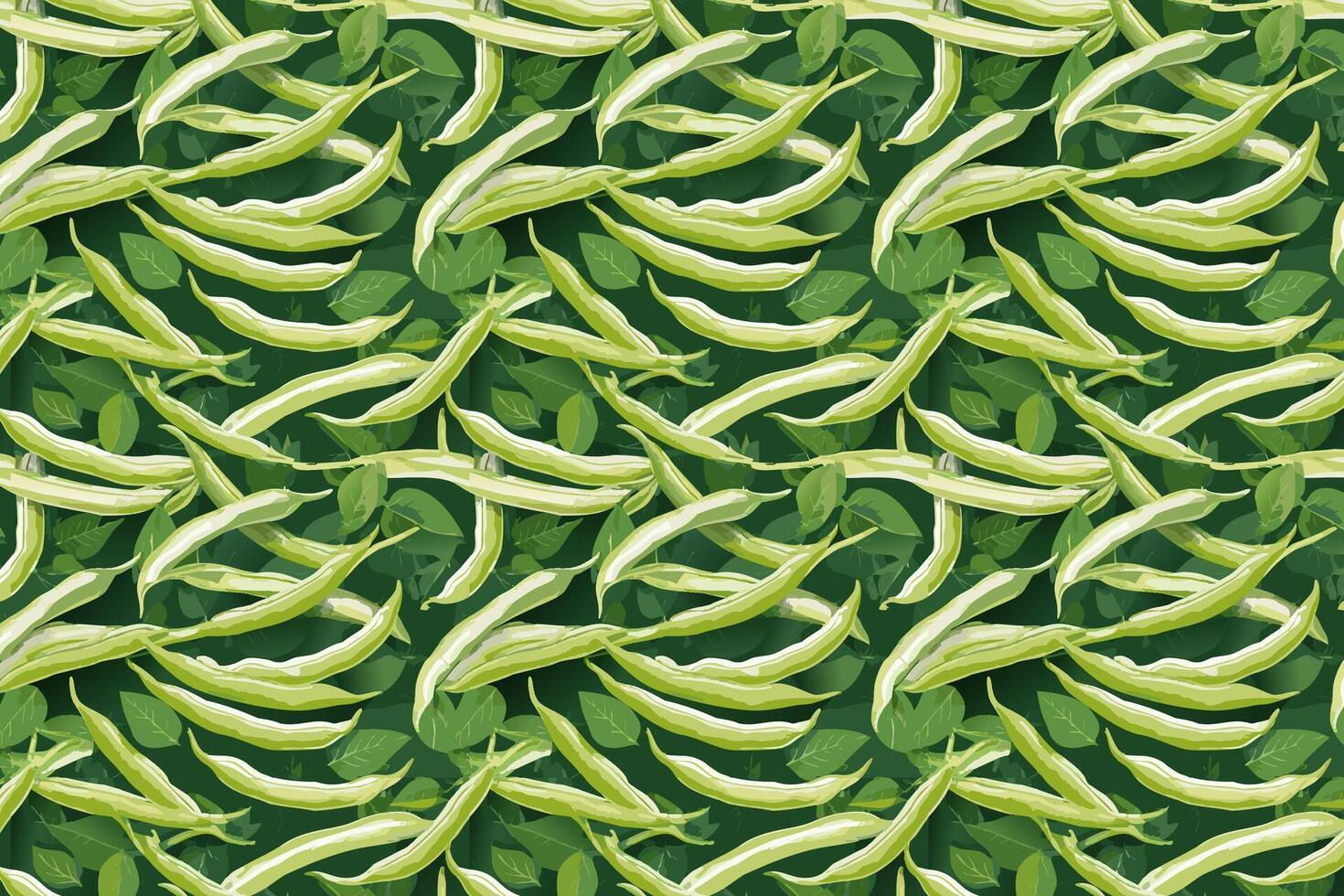French beans with green leaves pattern illustration vector