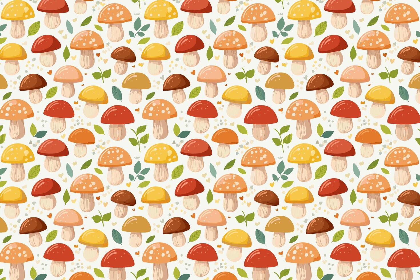 Pattern with mushrooms illustration in cartoon style. vector