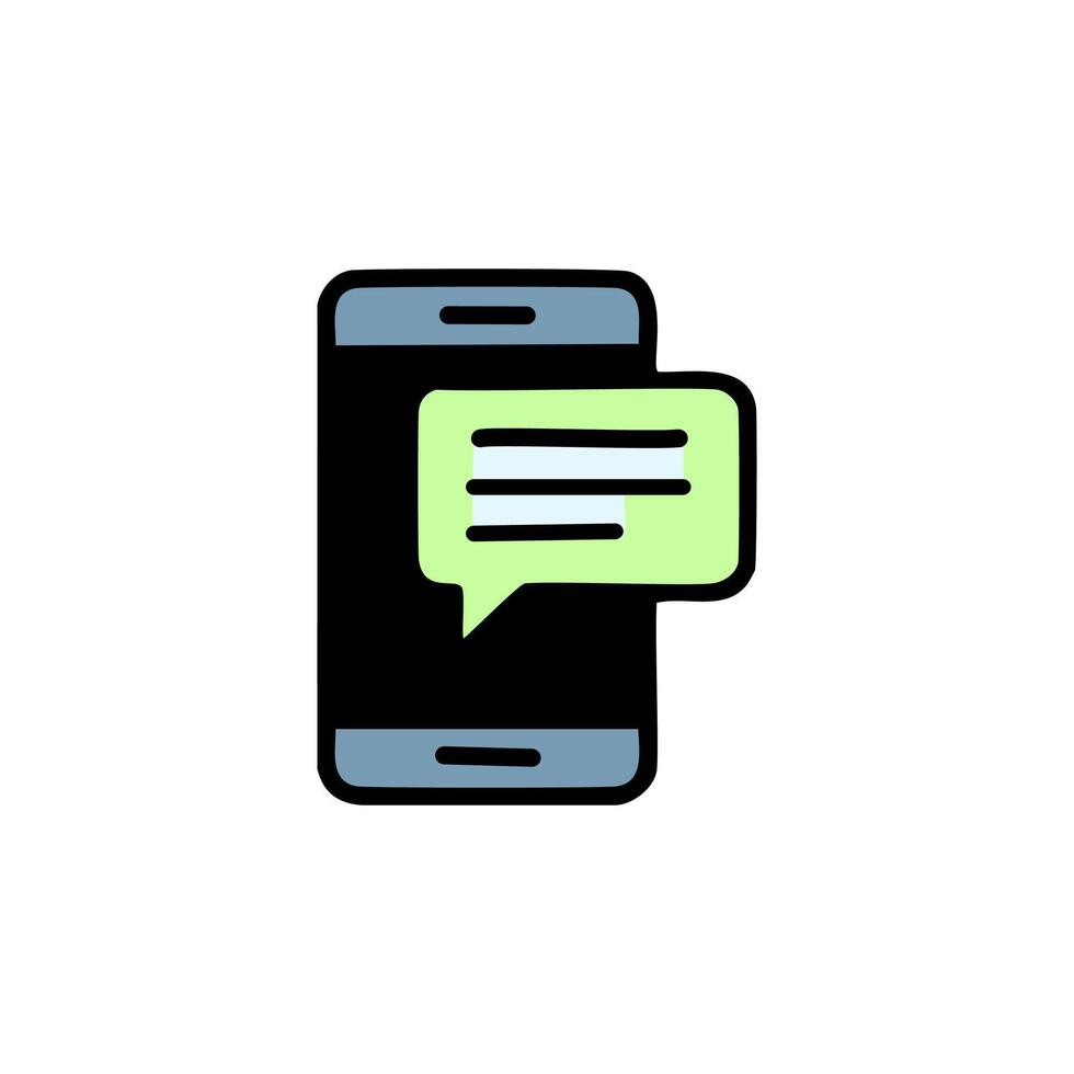 Mobile with message icon illustration in flat style. vector
