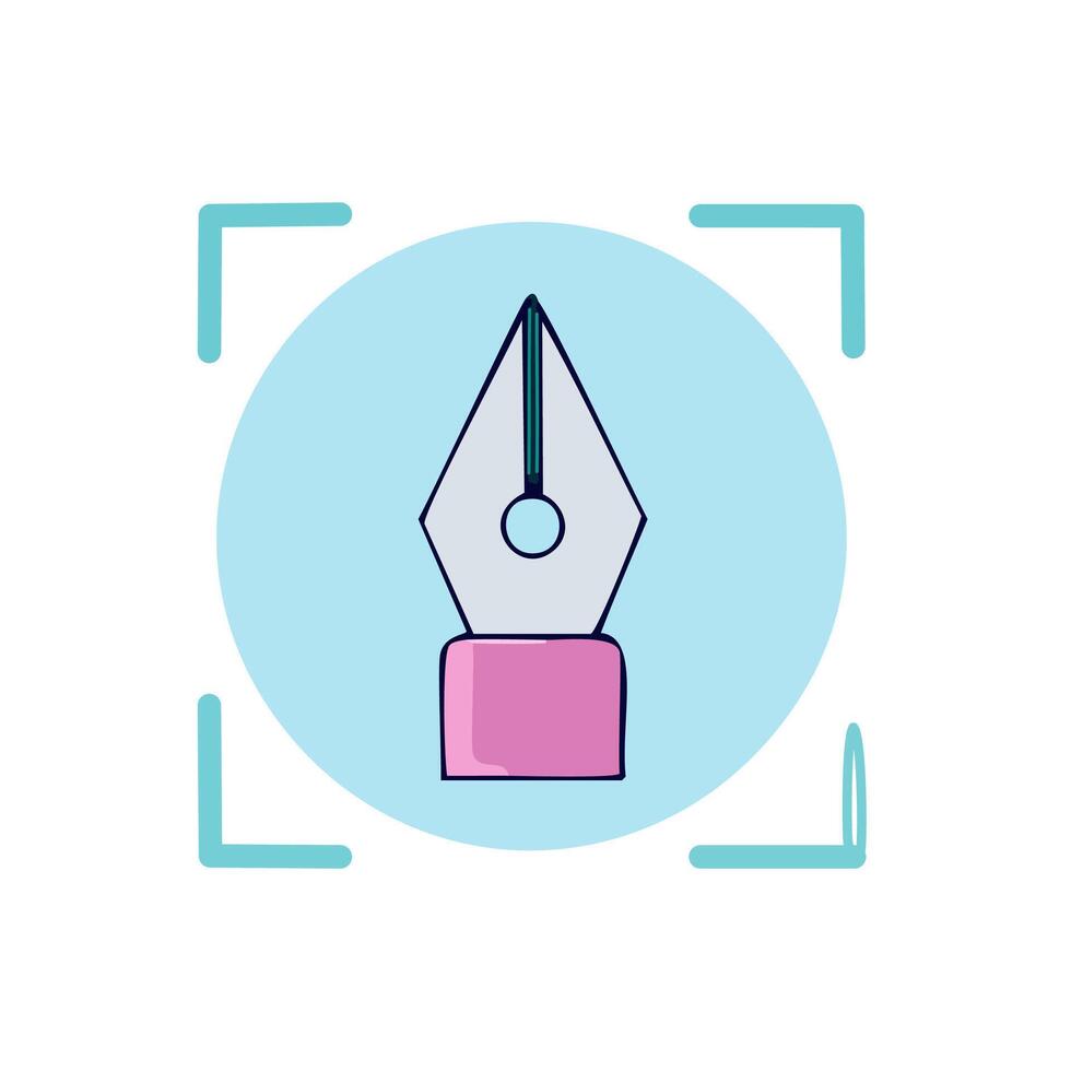 Pen tool graphic design color icon. Fountain pen with big nib illustration. vector